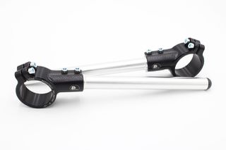 Motorcycle clip-on handlebars ? 52 mm, with adjustable grip inclination, Offset 12mm,black, type AGO
