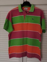 Αυθεντικό Lacoste Striped Polo - Μέγεθος 6 (L) - Άριστη Κατάσταση