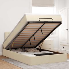 Οθωμανικό κρεβάτι με στρώμα Cream 120x200cm ύφασμα 3311537