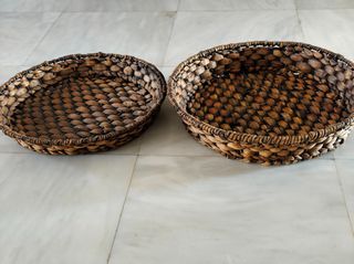 Πλεκτά διακοσμητικά καλάθια rattan μεταχειρισμένα, σετ 2 τεμαχίων