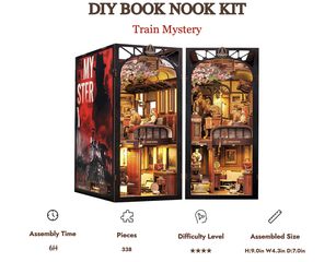 BOOK NOOK KIT - DIY - Mystery Train - 338pc + LED Light-thumb-1