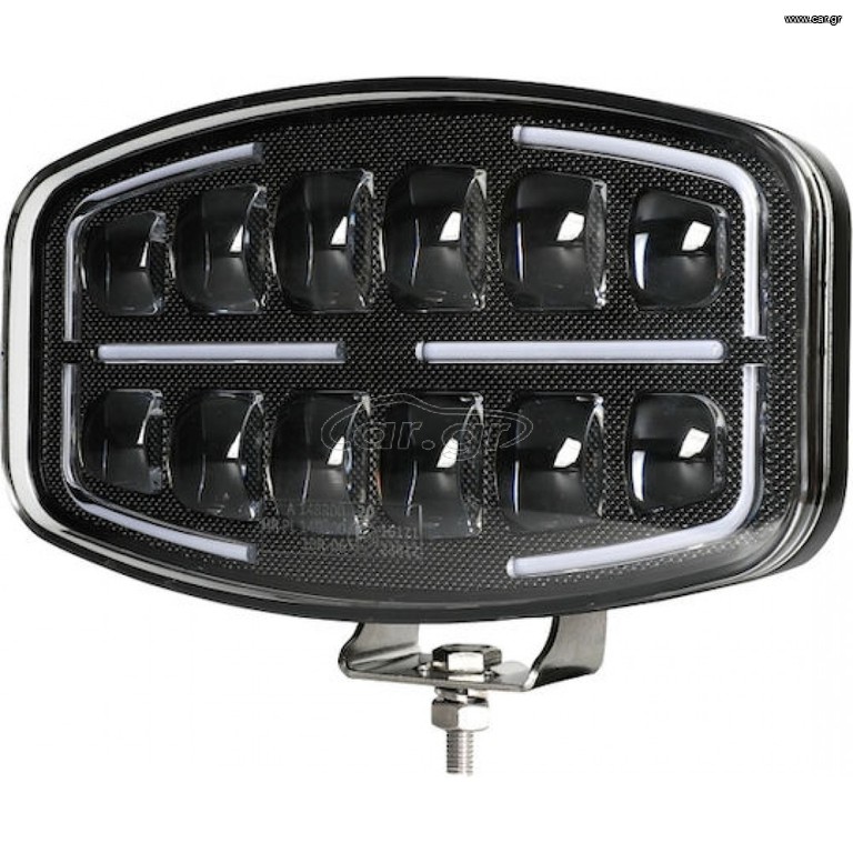 LED Προβολέας Ψυχρό Λευκό 10-30 Volt Υψηλής Ισχύος 50W με Δυναμικό Οβάλ DRL Λευκό - Πορτοκαλί IP68 E9