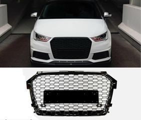 ΜΑΣΚΑ ΕΜΠΡΟΣ Front Grille RS Design for Audi A1 (8X) Hatchback Sportback Facelift (2015-2018) Gloss Black