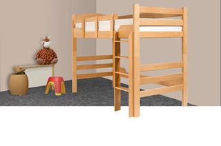 Κρεβάτι Υπερυψωμένο Φυσικό Χρώμα Από Μασίφ Ξύλο - Ατμισμένη Οξυά με Οικολογικά Υδροδιαλυτά Χρώματα με Τάβλες για Στρώμα 900x200 K14-Bed