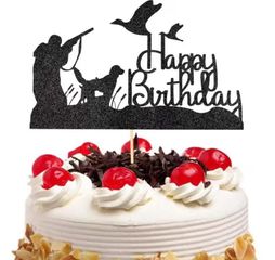 Στολίδι Κάλυμμα Τούρτας Happy Birthday Μαύρο Ιδανικό για Γενέθλια Κυνηγών 16,5cm