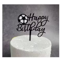 Στολίδι Κάλυμμα Τούρτας Happy Birthday Μαύρο Ιδανικό για Γενέθλια Ποδοσφαίρου 11cm