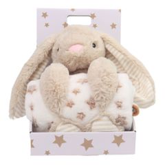 Carlo Baby - Fleece Blanket Beige Star & Stuffed Animal Beige Rabbit (18433) / Toys