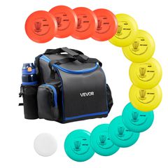 Σετ Disc Golf VEVOR, 12 τεμάχια ιπτάμενοι δίσκοι για αρχάριους, Σετ εκκίνησης Disc Golf, με Putter, Μεσαίας εμβέλειας, Driver, Συμπεριλαμβανομένου μίνι μαρκαδόρου, Φορητό σακίδιο πλάτης, για εξωτερική