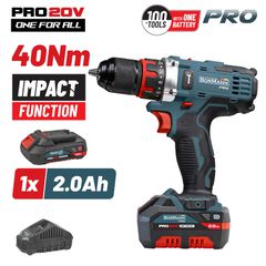 BORMANN PRO BBP5446X2 Δραπανοκατσάβιδο Κρουστικό Μπαταρίας 20V Li-Ion 40Nm  με 1x2Ah Μπαταρία ( 083597 )