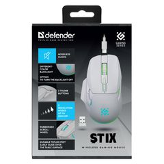 WIRELESS MOUSE DEFENDER STIX GM-009 RF WHITE 3200dpi 7P-thumb-2