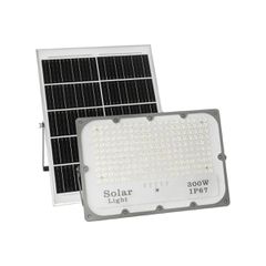 Προβολέας LED 300W 15000lm 120° DC 5V με Φωτοβολταϊκό Panel 5V 20W & Επαναφορτιζόμενη Μπαταρία Li-ion 3.2V 15000mAh Αδιάβροχο IP67 Ψυχρό Λευκό 6000K - 360 x SMD2835 Sanan Chip - Γκρι Ανθρακί - Μ37 x Π