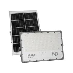 Προβολέας LED 400W 20000lm 120° DC 5V με Φωτοβολταϊκό Panel 5V 25W & Επαναφορτιζόμενη Μπαταρία Li-ion 3.2V 20000mAh Αδιάβροχο IP67 Ψυχρό Λευκό 6000K - 400 x SMD2835 Sanan Chip - Γκρι Ανθρακί - Μ45 x Π
