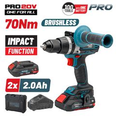 BORMANN Pro BBP5140 Δραπανοκατσάβιδο Κρουστικό Μπαταρίας Brushless 20V Li-Ion 70Nm με 13 Εξαρτήματα + 2x2Ah Μπαταρίες ( 035145 )