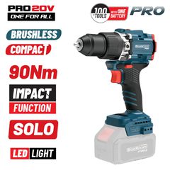 BORMANN Pro BBP5325 Δραπανοκατσάβιδο Κρουστικό Μπαταρίας Compact Brushless 20V Li-Ion 90Nm έκδοση SOLO ( 083429 )