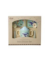 Rice - Melamine Baby Dinner Set - Blue Ocean Print - 4 pcs / Baby and Children