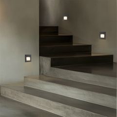 Φωτιστικό Σκαλοπατιού - Διαδρόμου LED 3W 375lm 45° AC 220-240V Αδιάβροχο IP65 Θερμό Λευκό 2700K - Lumileds SMD Chip & TÜV SÜD Driver - Γκρι Ανθρακί Ματ - Μ8.5 x Π5 x Υ8.5cm / Q6.72 x 6.72cm - 5 Χρόνια