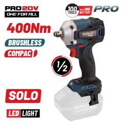 BORMANN Pro BBP5123 Μπουλονόκλειδο Μπαταρίας Ρυθμιζόμενο Compact Brushless 1/2'' 20V Li-Ion 400Nm έκδοση SOLO ( 070474 )