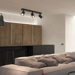 Κινούμενο Φωτιστικό Σποτ Οροφής με Ντουί 3 x GU10 90° AC 220-240V IP20 - Μαύρο Ματ - Μ48 x Π6.2 x Υ14cm