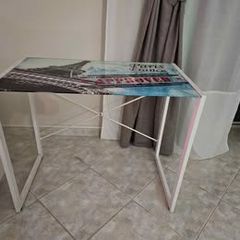 Γραφείο/Τραπέζι  90x50x75, με γυάλινη επιφάνεια δύο όψεων (Paris ή λευκό)