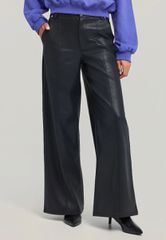 Funky Buddha Γυναικείο wide leg παντελόνι από οικολογικό δέρμα (PU) FBL012-129-02