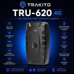 TRAKITO™ TRU-620 Φορητό GPS Tracker αυτονομίας 180 ημερών με ενσωματωμένη SIM κάρτα και αισθητήρα φωτός