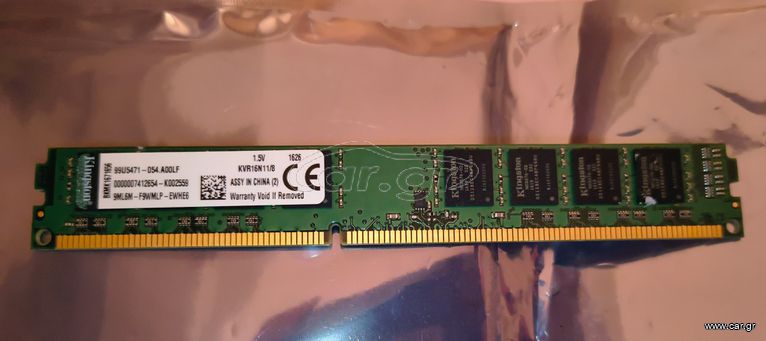 Kingston Valueram DDR3 Module 1x8GB, 1600mhz για Desktop KVR16N11/8