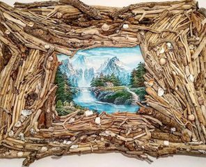 Ορεινό Τοπίο με Ξύλινη Κορνίζα Driftwood