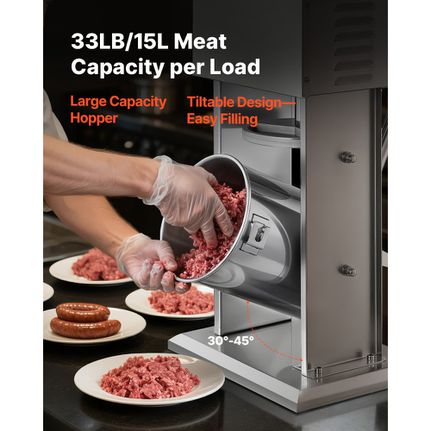 Ηλεκτρικός γεμιστής λουκάνικου VEVOR, κάθετος γεμιστής κρέατος 33 LBS / 15 L, αδιαβάθμητος έλεγχος ταχύτητας και ποδοκίνητο πεντάλ, βαρέως τύπου γεμιστής λουκάνικου από ανοξείδωτο ατσάλι με 4 σωλήνες-thumb-3