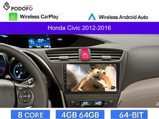 Honda Civic (2012-2016) Android Car Radio 9" 4+64GB 8-Core Ασύρματο CarPlay & Aσύρματο Android Auto| GPS | WiFi | DSP