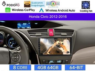 Honda Civic (2012-2016) Οθόνη 9" Android 15 | 4GB RAM + 64GB ROM | 8-Core Snapdragon | Ασύρματο CarPlay & Ασύρματο Android Auto | GPS | WiFi | DSP | FM/RDS