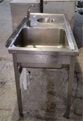 Λάντζα Ανοξείδωτη Ανοιχτή 128x62x84Cm Με 1 Γούρνα 50x50x25Cm & Θέση Ακαθάρτων - Μεταχειρισμένη.-thumb-2