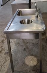 Λάντζα Ανοξείδωτη Ανοιχτή 128x62x84Cm Με 1 Γούρνα 50x50x25Cm & Θέση Ακαθάρτων - Μεταχειρισμένη.-thumb-3