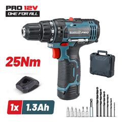 BORMANN Pro BBP2100 Δραπανοκατσάβιδο Μπαταρίας 12V Li-Ion 25Νm με 13 Εξαρτήματα + 1x1,3Ah Μπαταρία ( 032793 )