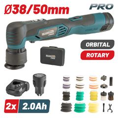 BORMANN Pro BCP3850 Mini Αλοιφαδόρος Έκκεντρος Περιστροφικός Μπαταρίας 12V Li-Ion Ρυθμιζόμενος 38/50mm με 38 Εξαρτήματα + 2x2Ah Μπαταρίες ( 070535 )