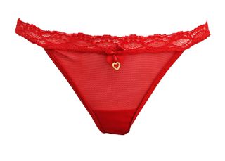 Slip Tanga String Τούλι και Δαντέλα Κόκκινο