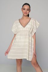 Καφτάνι Παραλίας Κοντό 100% Cotton - Ριγέ