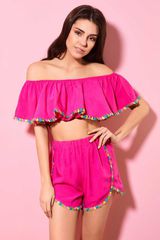 Crop Top Βουάλ – Φούξια