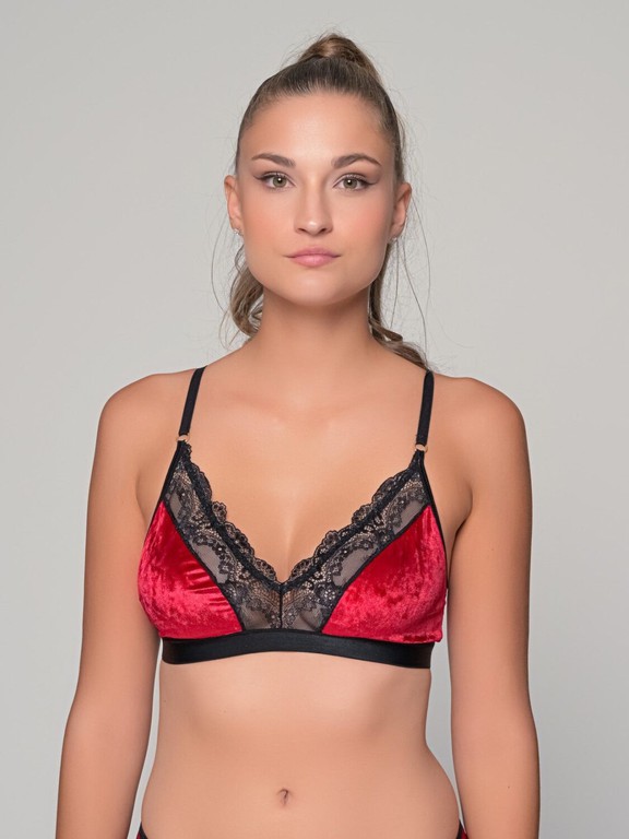 Βελούδινο Bralette Ρουμπινί