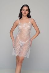 Διάφανο Νυχτικάκι Σετ με Ασορτί String - Ιβουάρ