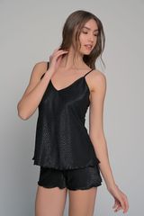 Σατέν Babydoll Με Σορτς Μαύρο