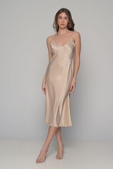 Midi Σατέν Slip Dress ΔΩΡΟ το String Μπεζ