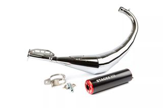 Ολοσωμη Εξατμιση Streetrace Chrome Yamaha Dt 50 Minarelli Am6, Gpr 50, Rs 50, Rs4 50 (D50B) Μαυρο/Κοκκινο | Stage6