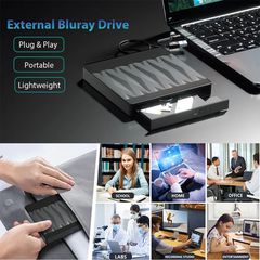 External USB Blu-Ray BD-ROM BD-RW DVD-RW CD-RW drive για PC laptop Windows Mac Linux