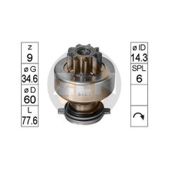 Γρανάζι Μίζας (T. Marelli) IVECO / Fiat / UNIVERSAL τρακτέρ 9d 3040