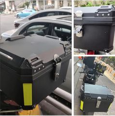 57L πλαστική abs στιβαρή με βάση, δερμάτινη ταπετσαρία, ανακλαστικά, μαξιλάρι πλάτης