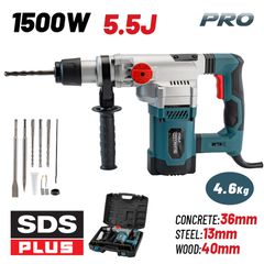 BORMANN Pro BPH4400 Σκαπτικό Περιστροφικό Πιστολέτο SDS-PLUS 1500W Ρυθμιζόμενο 5,5J + 5 Εξαρτήματα ( 043195 )