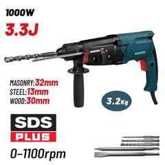 BORMANN BPH3015 Σκαπτικό Περιστροφικό Πιστολέτο SDS-PLUS 1000W 3,3J + 5 Εξαρτήματα ( 083856 )