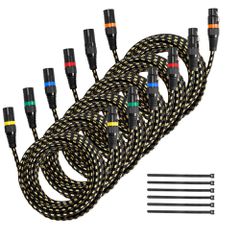 Καλώδιο VEVOR XLR 7,62 μ., Συσκευασία των 6, Θωρακισμένα Καλώδια Μικροφώνου DMX Αρσενικό σε Θηλυκό, Επιχρυσωμένα Καλώδια Μικροφώνου XLR 3 Ακροδεκτών, για Φωτισμό Σκηνής, Μικρόφωνα, Ενισχυτή, Μίκτη, Συ