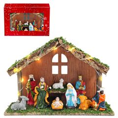 Φάτνη Ξύλινη με Παράθυρο και led 30x20x10cm Xmasfest 1133464