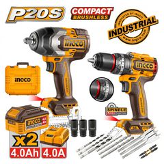 COSLI250586E Σετ Κρουστικό Δραπανοκατσάβιδο & Μπουλονόκλειδο 20V (2x4.0Ah) - 18V - 20V - INGCO (#COSLI250586E)